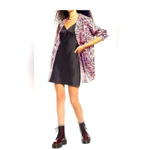 BP. BE PROUD Pride PINK BOUQUET RETRO ZEBRA Button-Up Shirt SZ S